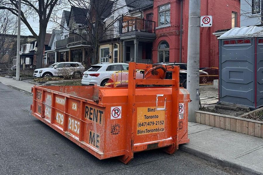 dumpster bin rental placed on street