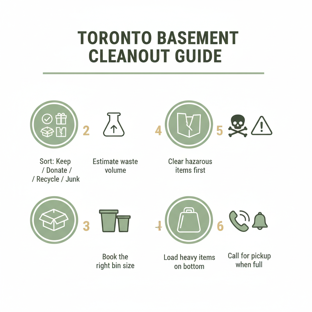 Toronto basement cleanout step by step checklist infographic