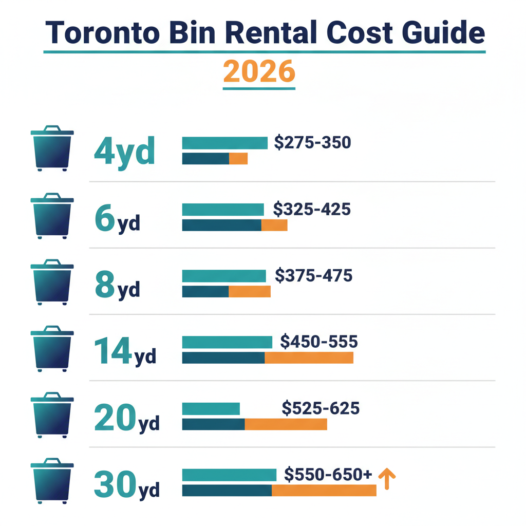 Toronto bin rental cost breakdown by size 2026 infographic
