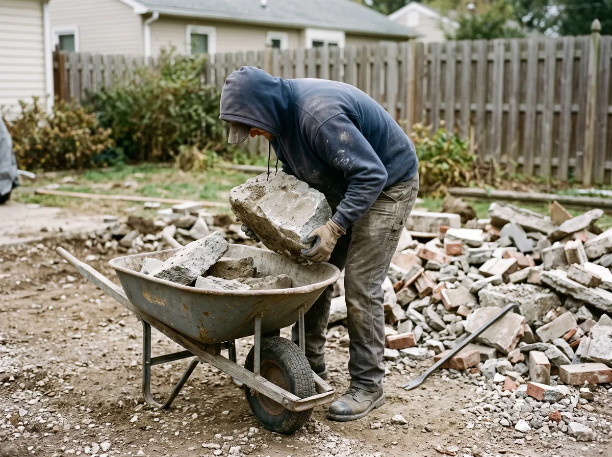 concrete bin rental tearing patio
